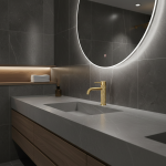 Robinet d&rsquo;eau monté sur pont en laiton, or brossé, robinet de ark chaud et froid, robinet de toilette monotrou HOF/05 ets