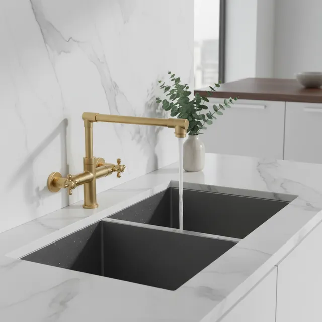 Robinet mural cuisine bras articulé double pivot noir…