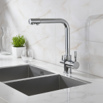 Robinet de cuisine chromé à double bec, filtre à eau potable, purificateur en laiton, mitigeur d&rsquo;évier, eau chaude et froide, qualité de la vie 2021