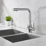 Robinet de cuisine chromé à double bec