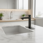 Base d&rsquo;évier panneau décoratif plaque de pont de robinet couvercle de robinet plaque de pont robinet de salle de bains plaques d&rsquo;écusson couvercle de trou de robinet 1 pièce