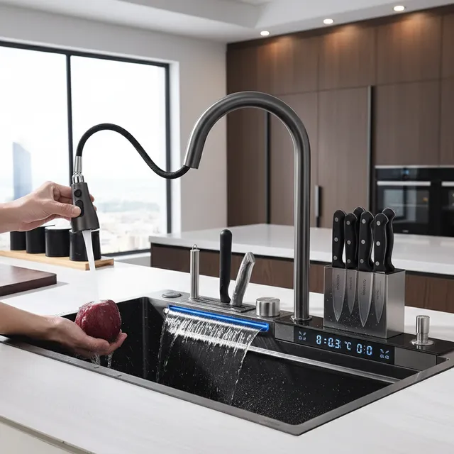 Robinet de cuisine en acier inoxydable 304