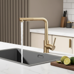 Robinets d&rsquo;évier de cuisine tactile or brossé, mitigeur d&rsquo;évier de cuisine extractible chaud et froid, robinets de cuisine tactiles en acier inoxydable