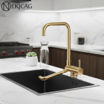 Robinet de cuisine 360 °   Robinet pliant pivotant mélangeur d&rsquo;eau chaude et froide robinets pliants à levier unique Installation de pont grue de cuisine