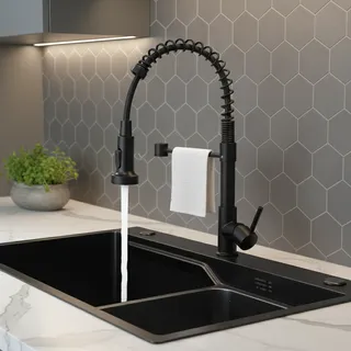 Robinet cuisine acier inoxydable mat noir mitigeur monocommande bec…