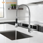 Senlesen-Pulvérisateur de cuisine à nervures en acier inoxydable, Robinet de centre commercial, Montage sur pont, Évier de cuisine à percussion à 360 °, F/05 ET