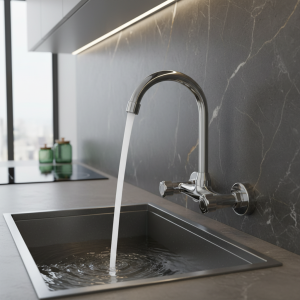 Robinet mitigeur de cuisine mural, robinet de cuisine à Double poignée, robinet d&rsquo;eau froide et chaude, robinet d&rsquo;évier rotatif à 360 degrés, accessoires de cuisine