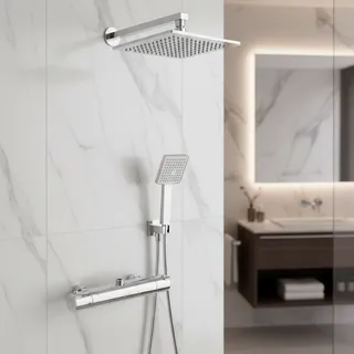 Robinet de douche thermostatique finition chromée
