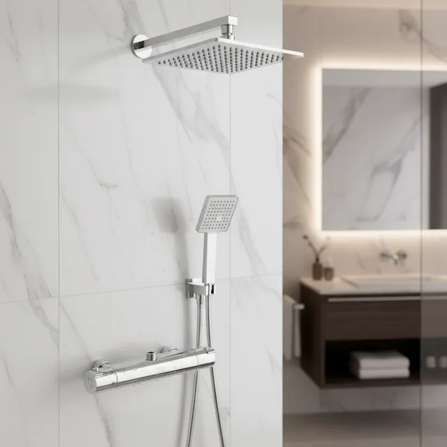 Robinet de douche thermostatique finition chromée