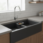 Passoire d&rsquo;évier en acier inoxydable noir, piège à mailles anti-buée, nettoyage des cheveux avec poignée, filtre de vidange, accessoires de cuisine