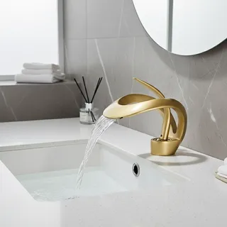 Robinet de lavabo de salle de bains doré/blanc