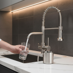 Robinet de cuisine à ressort rotatif à 360 °, robinet à ressort en spirale avec Installation d&rsquo;eau Pure, mélangeur d&rsquo;évier eau chaude et froide