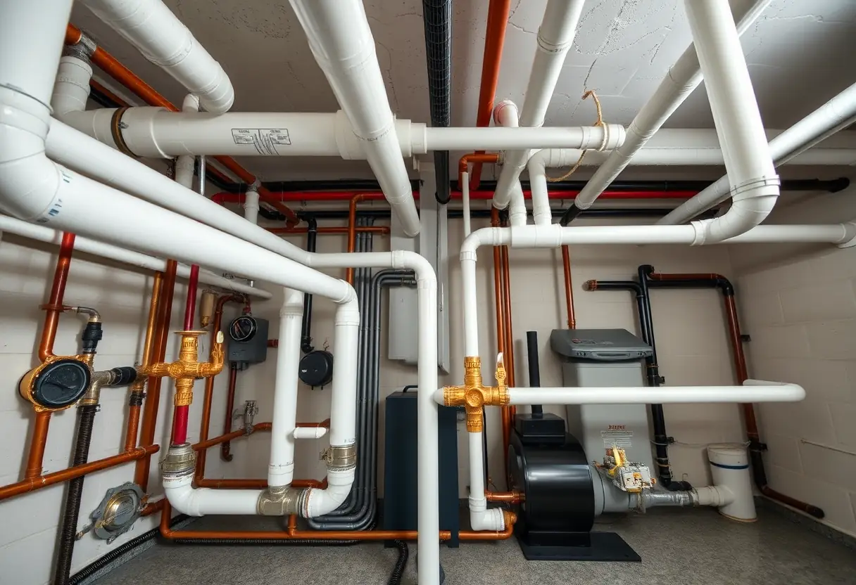 Système de chauffage bien entretenu dans un sous-sol spacieux